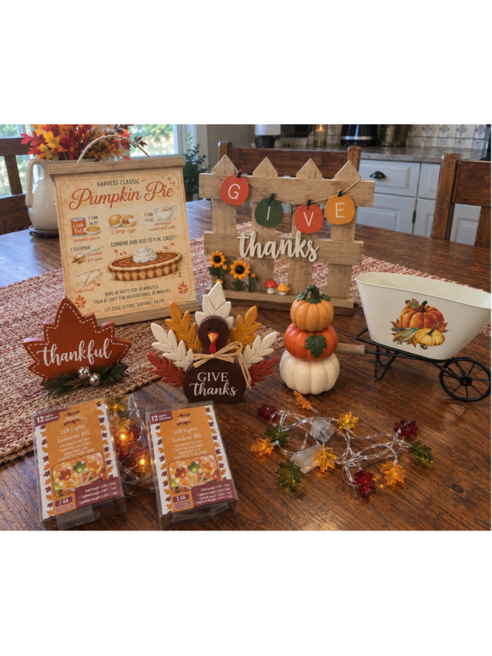 8 Piece Fall Thanksgiving Decor Bundle Pumpkins Turkey Give Thanks Farmhouse